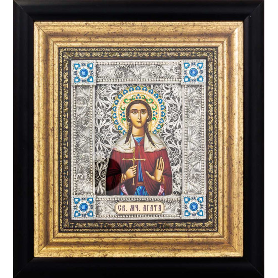 Ікона «Свята мучениця Агата» (мідь, сріблення, позолота, емалі, каміння)