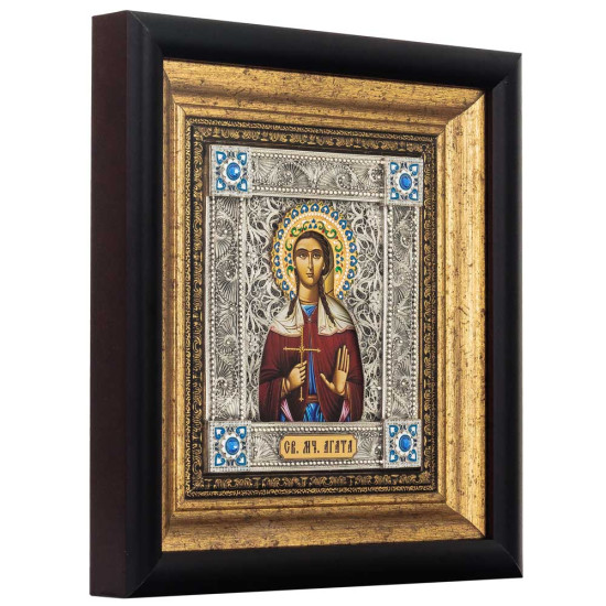 Ікона «Свята мучениця Агата» (мідь, сріблення, позолота, емалі, каміння)