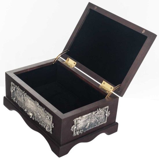 Скриня мисливця "Лісова сага" з металевим посрібленим декором