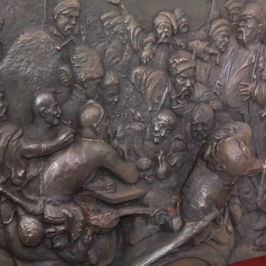 Мідне панно «Козаки пишуть листа турецькому султану»