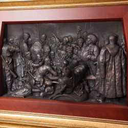 Мідне панно «Козаки пишуть листа турецькому султану»