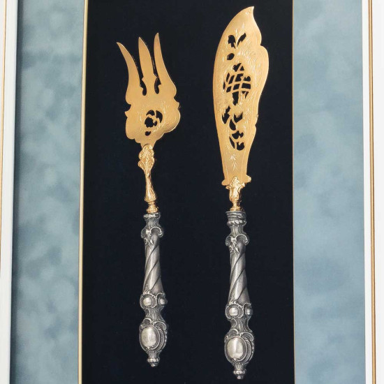  Старовинний позолочений та посріблений сервіз для риби у стилі Людовіка XV (репліка)