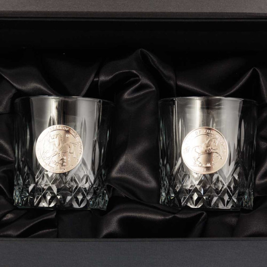 Подарунковий набір для віскі Crystal Origin "Кавалерія успіху" (кришталеві склянки з металевими репліками монет)