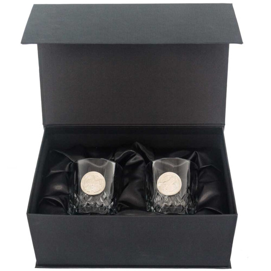 Подарунковий набір для віскі Crystal Origin "Кавалерія успіху" (кришталеві склянки з металевими репліками монет)