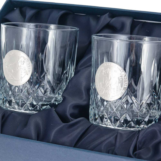 Подарунковий набір для віскі Crystal Origin "Ескадрон Фортуни" (кришталеві склянки з металевими репліками монет)