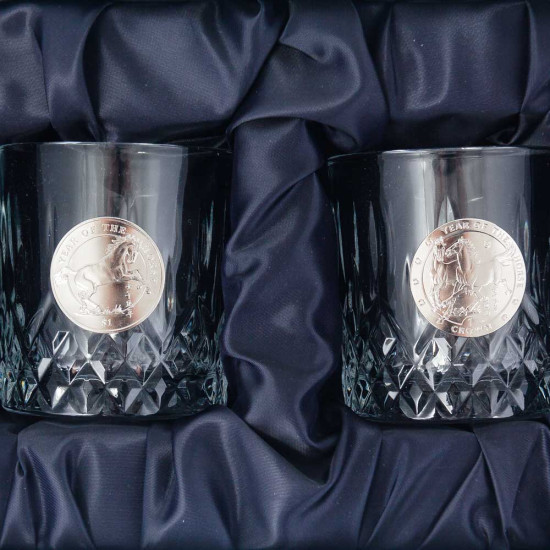 Подарунковий набір для віскі Crystal Origin "Ескадрон Фортуни" (кришталеві склянки з металевими репліками монет)