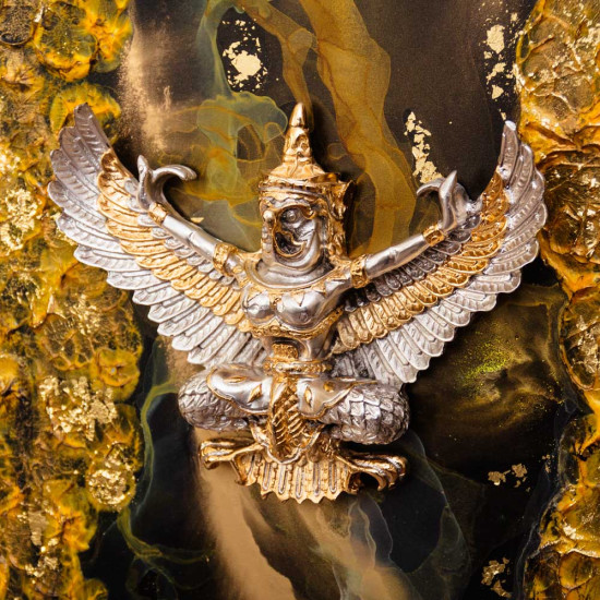 Авторське панно «Гаруда - золотий політ» (живопис, текстурний пейзаж, метал, позолота, сріблення)