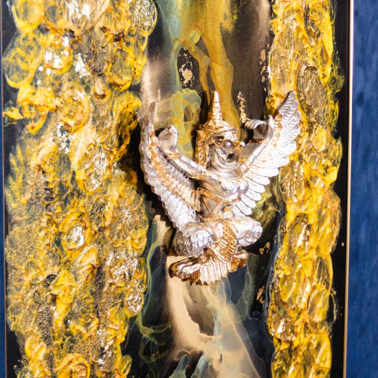 Авторське панно «Гаруда - золотий політ» (живопис, текстурний пейзаж, метал, позолота, сріблення)