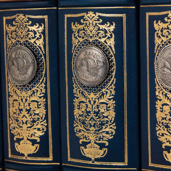 Подарункове видання зібрання творів Жуля Верна у 8 томах з металевими посрібленими репліками монет