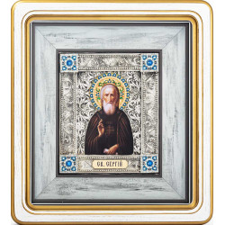 Ікона «Преподобний Сергій Радонезький, чудотворець» (мідь, сріблення, позолота, емалі, каміння)