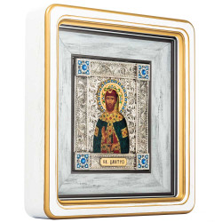 Ікона "Святий благовірний князь Димитрій"  (мідь, сріблення, позолота, емалі, каміння)