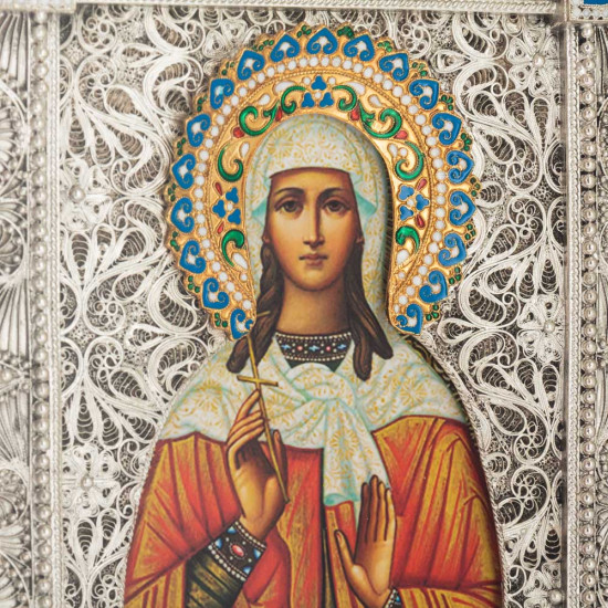 Ікона «Свята мучениця Софія» (мідь, сріблення, позолота, емалі, каміння)