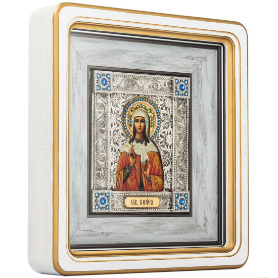 Ікона «Свята мучениця Софія» (мідь, сріблення, позолота, емалі, каміння)