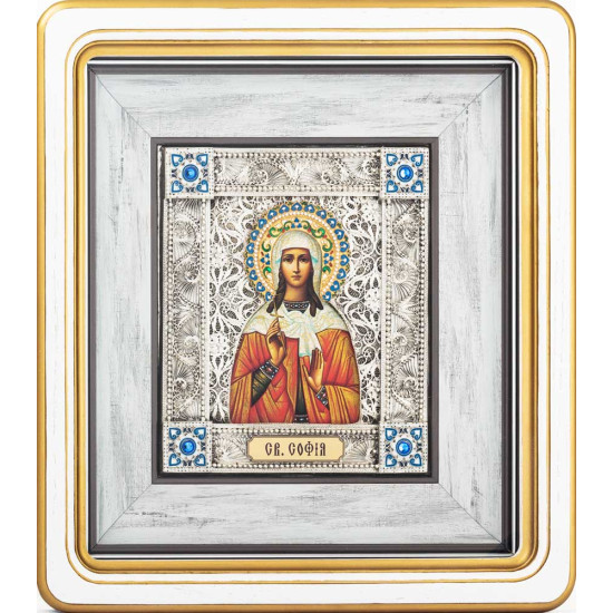 Ікона «Свята мучениця Софія» (мідь, сріблення, позолота, емалі, каміння)