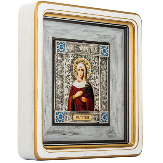 Ікона "Свята Тетяна" (метал, сріблення, позолота, емалі, каміння)