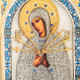 Ікона Богородиця "Семистрільна" (мідь, сріблення, позолота, каміння, емалі)