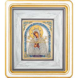 Ікона Богородиця "Семистрільна" (мідь, сріблення, позолота, каміння, емалі)