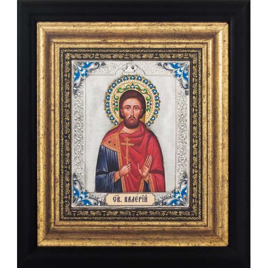 Ікона «Святий мученик Валерій» (мідь, сріблення, позолота, емалі)