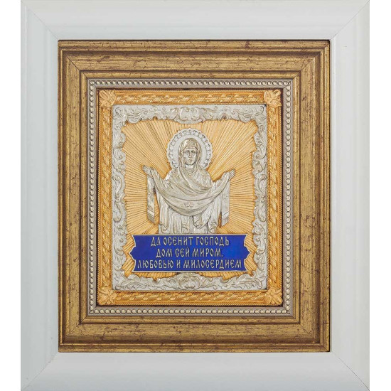 Ікона «Покрова Пресвятої Богородиці (мідь, сріблення, позолота, емалі, каміння)