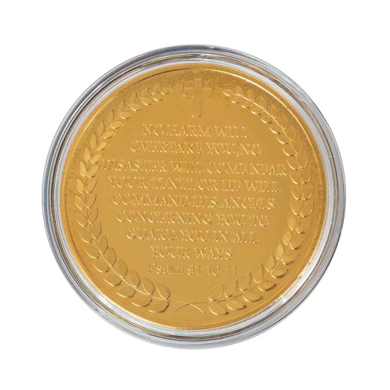 Подарунок "Оберіг сили» (монета з зображенням Архангела Михаїла у дерев'яному футлярі з посрібленим декором)