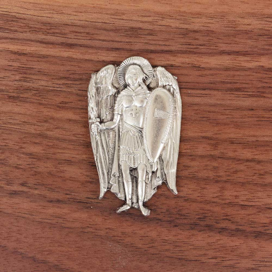 Подарунок "Оберіг сили» (монета з зображенням Архангела Михаїла у дерев'яному футлярі з посрібленим декором)