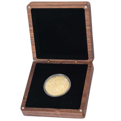 Подарунок-талісман «Монета - примножувач капіталу» у дерев'яному футлярі з позолоченою та інкрустованою підковою