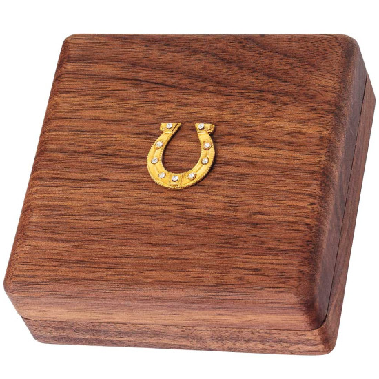 Подарунок-талісман «Монета - примножувач капіталу» у дерев'яному футлярі з позолоченою та інкрустованою підковою