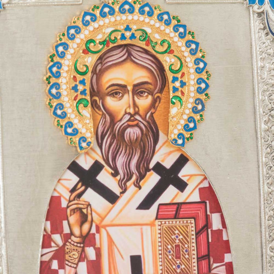 Ікона «Святий Діонісій Ареопагіт» (мідь, сріблення, позолота, емалі)