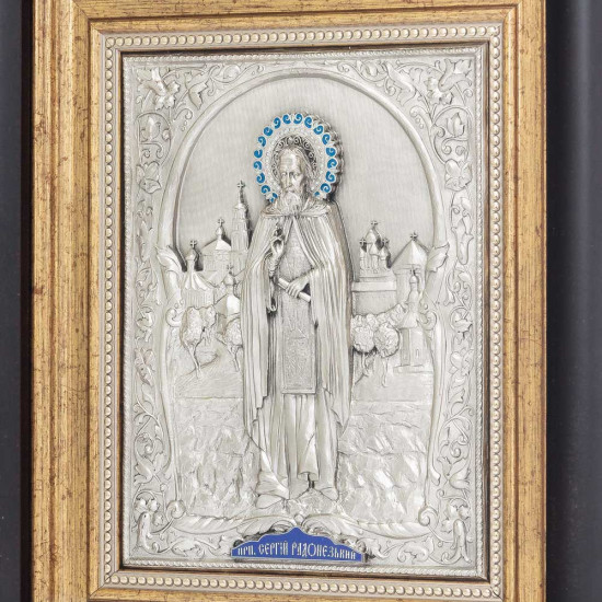  Ікона "Преподобний Сергій Радонезький" (мідь, сріблення, емалі)