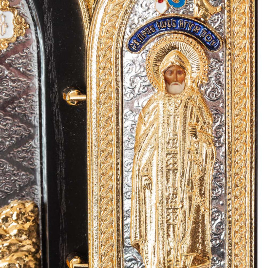 Складень «Богоматір Почаївська» (мідь, сріблення, позолота, емалі, каміння)