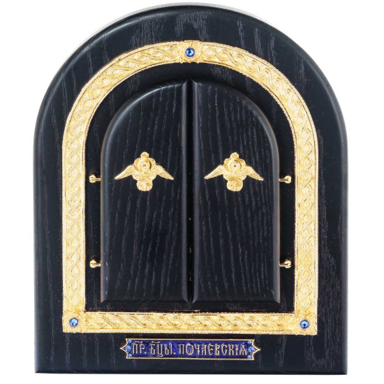 Складень «Богоматір Почаївська» (мідь, сріблення, позолота, емалі, каміння)