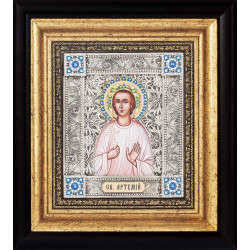 Ікона «Святий Артемій» (мідь, сріблення, позолота, емалі, каміння)