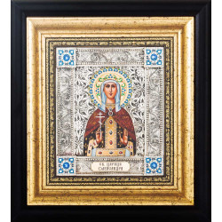 Ікона святої мучениці цариці Олександри у ювелірному кіоті (мідь, сріблення, позолота, емалі, каміння)