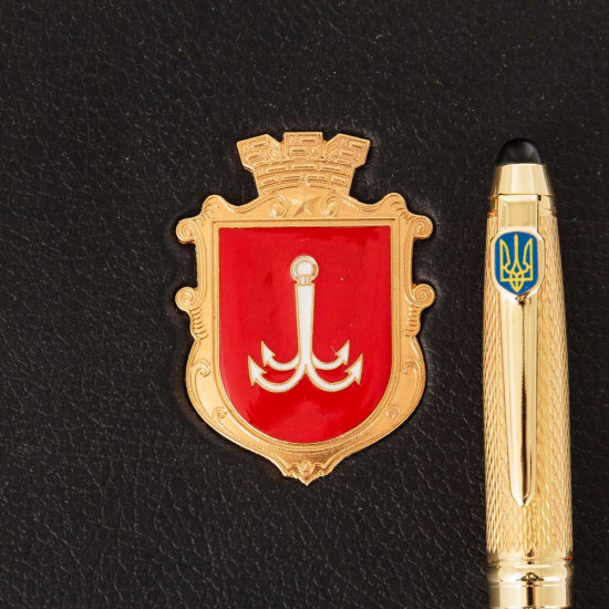 Подарунковий набір «Одеса». Щоденник та ручка Tenso (з металевим позолоченим декором в емалях)