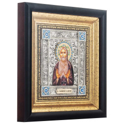 Ікона святого преподобного Іоаникія Великого (мідь, сріблення, позолота, емалі, каміння)