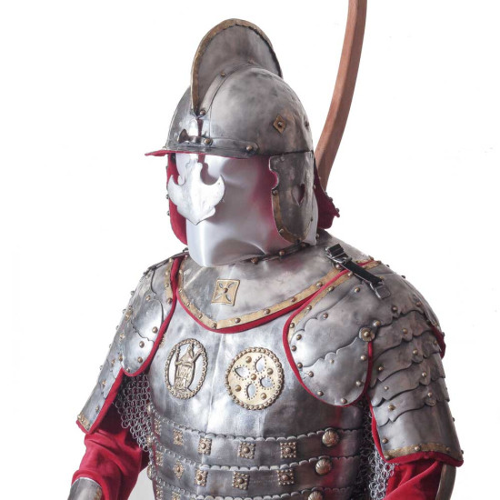 Обладунки польського крилатого гусара на постаменті. Історична реконструкція (метал, сріблення, позолота)