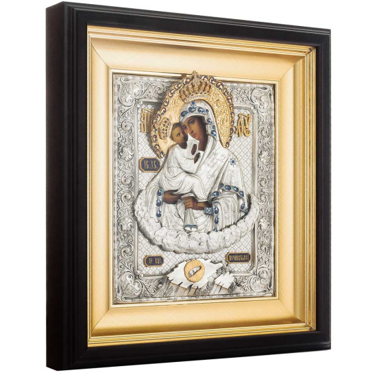 Почаївська ікона Божої Матері (метал, сріблення, позолота, каміння, емалі