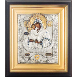 Почаївська ікона Божої Матері (метал, сріблення, позолота, каміння, емалі