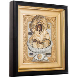 Почаївська ікона Божої Матері (метал, сріблення, позолота, каміння, емалі)