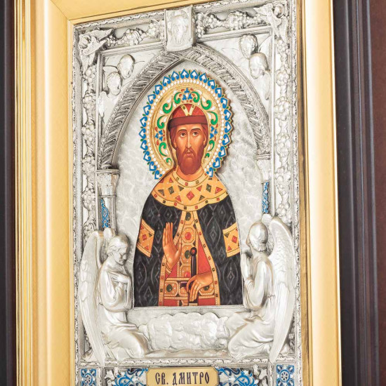 Ікона святого великомученика Дмитра (художній розпис металом, емаль)