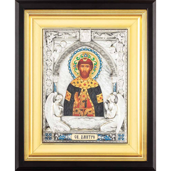 Ікона святого великомученика Дмитра (художній розпис металом, емаль)
