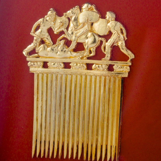 Ювелірна репліка «Скіфський золотий гребінь» (мідь, позолота)