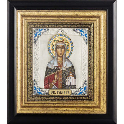 Икона "Святая Тамара" (художественная роспись металлом, эмаль)