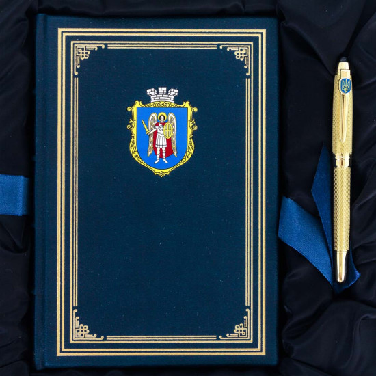 Подарунковий набір "Герб Києва" (Щоденник та ручка Tenso з ювелірною мініатюрою)