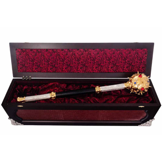 Ювелірна копія булави гетьмана Богдана Хмельницького у подарунковому футлярі (метал, позолота, сріблення, каміння Сваровські)