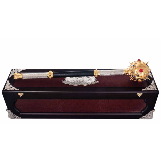 Ювелірна копія булави гетьмана Богдана Хмельницького у подарунковому футлярі (метал, позолота, сріблення, каміння Сваровські)