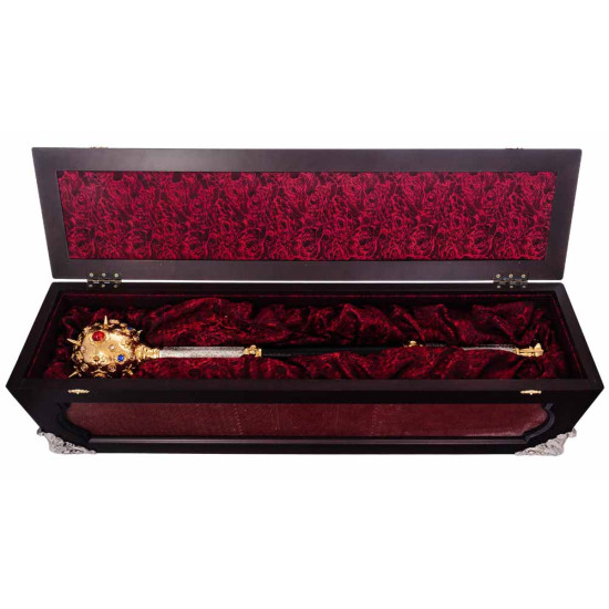 Ювелірна копія булави гетьмана Богдана Хмельницького у подарунковому футлярі (метал, позолота, сріблення, каміння Сваровські)