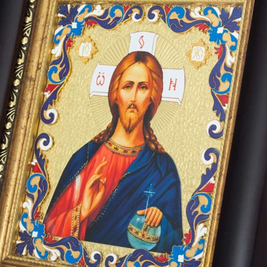 Ікона "Господь Вседержитель" з емалями