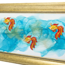 Авторське панно "Зграя Золотих рибок" (Ювелірна робота, позолота, емалі, каміння Сваровські). (Номінант Luxembourg Art Prize 2024)