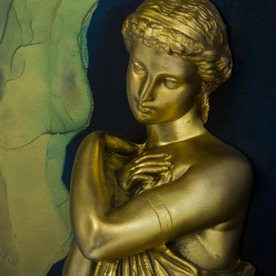 Авторське панно "Золота Фортуна" з ювелірними посрібленими знаками Зодіаку з камінням Сваровські. (Номінант Luxembourg Art Prize 2024)